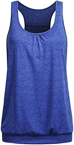 Women's Tank Tops with Built in Bra Yoga Sports Sleeveless Round Neck Racerback Workout Running Top Camisole Vest