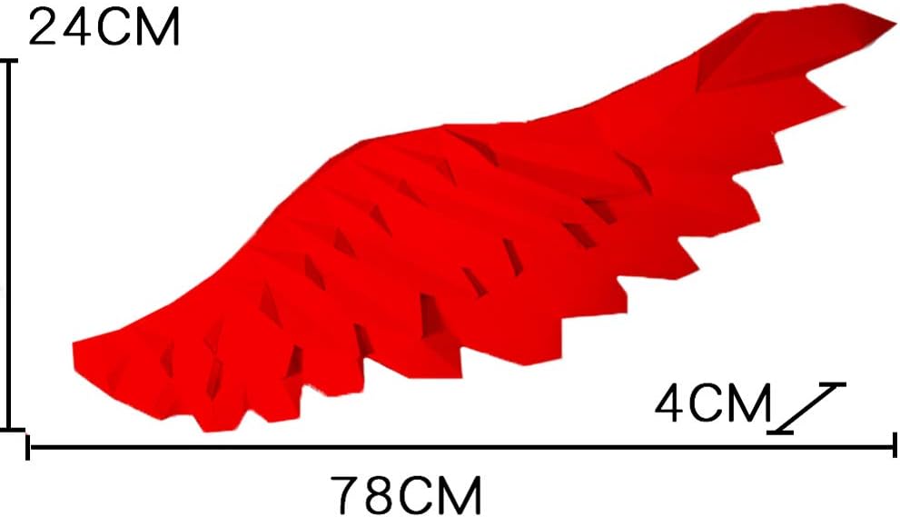 Benfa Large Angel Wings Wall Art DIY Papercraft 3D Origami Building Kit for Studio Bar Milk Tea Shop Home Decoration,Red rightwing