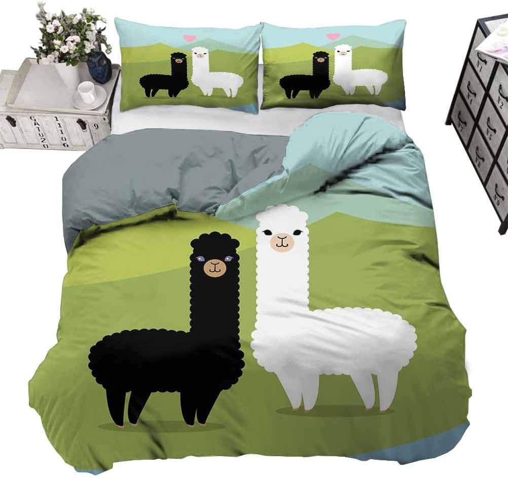 Duvet Cover Set Llama Bedspread Quilt Set Duvet Cover Alpacas in Love in the
