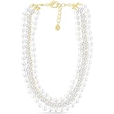 Martha Stewart Three Strand Pearl and Crystal Necklace In Gold, 18 Inches For Women