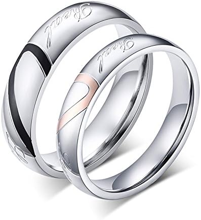 TTVOVO His or Hers Real Love Heart Stainless Steel Band Ring Promise Ring Valentine Love Couples Wedding Engagement Jewelry - Men Size 14