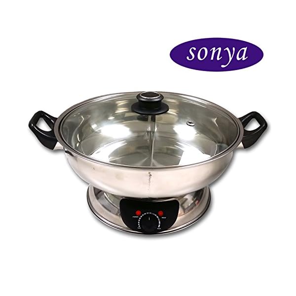 Sonya Shabu Shabu Hot Pot Electric Mongolian Hot Pot Stainless Steel W/DIVIDER The Home
