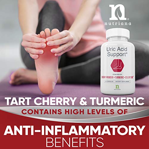 Uric Acid Cleanse Support Tart Cherry Capsules - Tart Cherry Juice Extract 2500 mg with Turmeric and Celery Seed Extract for Joint and Kidney Support - 60 Tart Cherry Concentrate Capsules