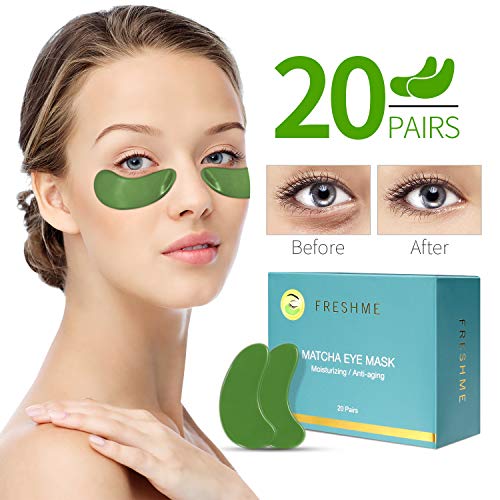 FRESHME Matcha Eye Mask – 20 Pairs Under Eye Patches Aloe Vera Extract Gel Masks for Anti Aging Reduce Puffiness Dark Circles Hyluronic Acid Deep Hydration Eye Pads Treatment Mask for Women and Men