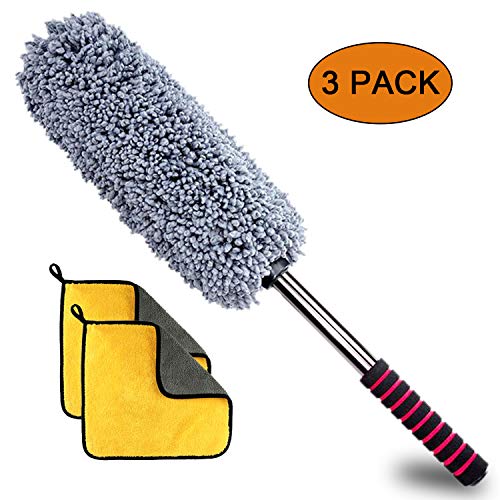 Car Duster, Anumit Car Microfiber Duster Cleaner with Long Extendable Handle, 2 Lint Microfiber Cleaning Cloths, Multipurpose Perfect Duster for Exterior Interior, Motorcycle, Pickup Truck, ATV, UTV - Thumbnail 7