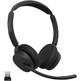 Jabra Evolve3 45 Wireless Bluetooth Headset with Mic, USB-A, MS Teams | Dual-Ear, USB-A Bluetooth Adapter, 21h Battery, Lightweight, Flip-to-Mute Mic Arm, Microsoft Teams, Black