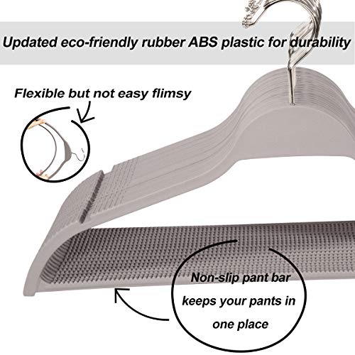 Clothes Hangers Plastic, Space Saving Plastic Hangers for Clothes, Slim & Heavy Duty with Non Slip Rubber Coating, 360Â° Swivel Hook, Gray, 20 Pack