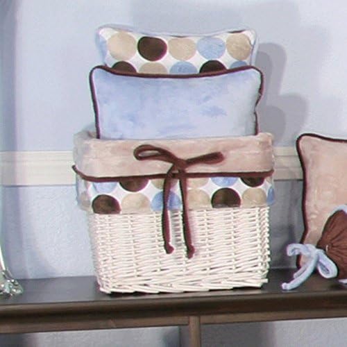 Brandee Danielle Minky Chocolate Polka Dot Wicker Basket