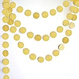 Peicees 4 Pack Gold Circle Dots Glitter Paper Garland Hanging for Wedding Birthday Party Decoration