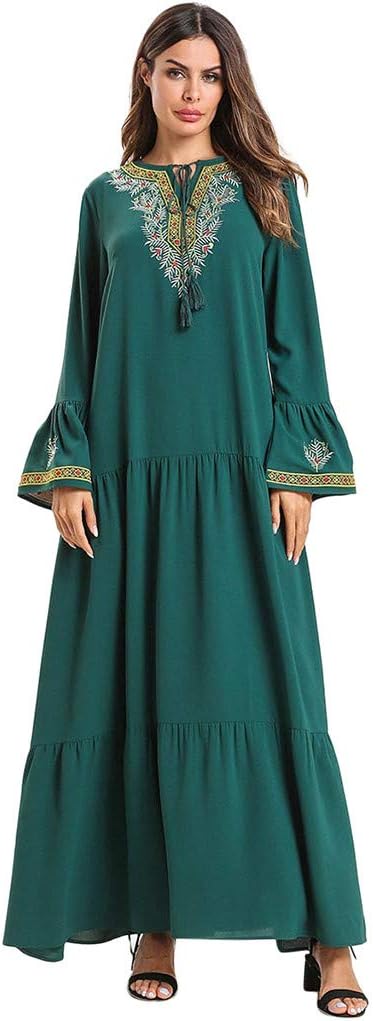 FIRERO Dubai Embroidery Muslim Dress Women Kaftan Abaya Jilbab Islam Ramadan Gown Robes