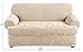 SureFit Stretch Jacquard Damask 2 Piece T Cushion Loveseat Slipcover in Oyster