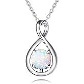 FANCIME Birthstone Necklaces for Women Fine Jewelry Sterling Silver Dainty Infinity Pendant Anniversary Birthday Valentines Day Gifts for Her Wife Mom Lady Daughter, Chain 16"+2" Extend