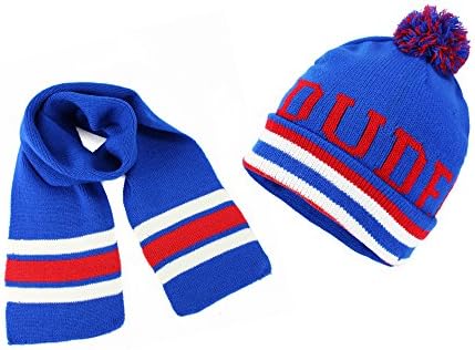 Polar Wear Kids Boys Striped Monster Knit Winter Beanie Peruvian Hat with Ear Cuffs and Gloves Set Royal Blue One Size