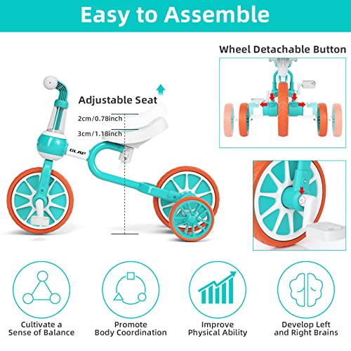 GLAF 4 in 1 Kids Tricycles for 1 2 3 4 Years Old Boys Girls Trikes