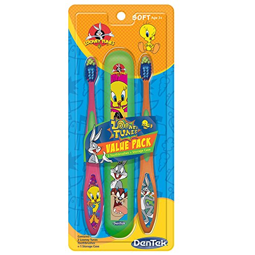 DenTek Looney Tunes Toothbrush with Holder, Bugs Bunny and Tweety Bird, 2 Count