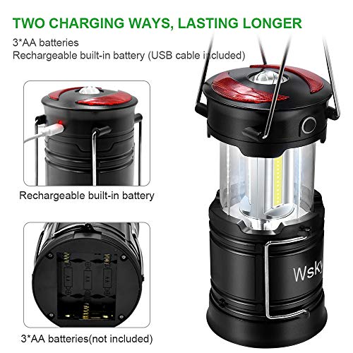 Wsky Led Camping Lantern - Best Rechargeable LED Flashlight Lantern - High Lumen, Rechargeable, 4 Modes, Water Resistant, Handheld Light - Best Camping, Outdoor, Emergency(AA Batteries Not Included) - Thumbnail 2