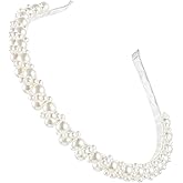 Sorcristy White Pearl Headbands for Women Girls, Faux Pearl Hair Accessories Bridal Hair Hoop Headpieces Ashion Bridal Headband for Wedding Bride