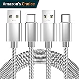 USB Type C Cable,3Ft (2 PACK)USB C to USB A Charger Nylon Braided Fast Charging Cord Compatible samsung Galaxy Note 8 S9 S8 Plus,LG G5 G6 V20 V30,Google pixel xl,Nexus 6P 5X, HTC U11, Moto Z2(Grey)