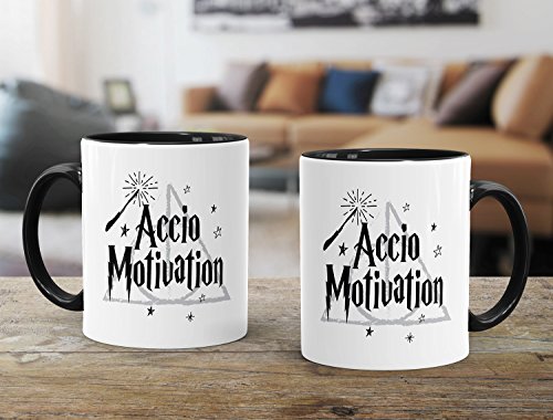MoonWorks Kaffee-Tasse Accio Motivation Teetasse Keramiktasse Spruch-Tasse schwarz Unisize – Bild 4