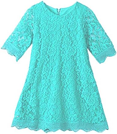APRIL GIRL Flower Girl Dress, Lace Dress 3/4 Sleeve Dress