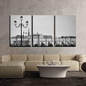Docked Gondolas in Venice x3 Panels