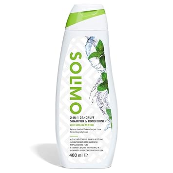 Amazon-Marke: Solimo 2 in 1 Anti-Schuppen Shampoo & Spülung - mit kühlendem Menthol- 6er-Pack (6 Flaschen x 400 ml)