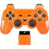 Wireless Controller 2.4G Compatible with Sony Playstation 2 PS2 (Orange)