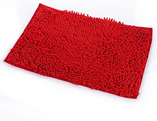 Non-Slip Microfiber Shag Bath Rug,Antibacterial Soft Water Absorbent Bathroom Mat Machine-washable,24x16 inch red