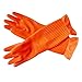 1 Pair Due Reusable Long Kitchen Household Cleaning Dishwashing Glove House Hold Rubber Latex Gloves,Orange,L