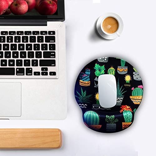 Ergonomic Mouse Pad with Wrist Support,Dooke Cute Wrist Pad with Non-Slip Rubber Base for Computer, Laptop, Home Office Gaming, Working, Easy Typing & Pain Relief Cactus