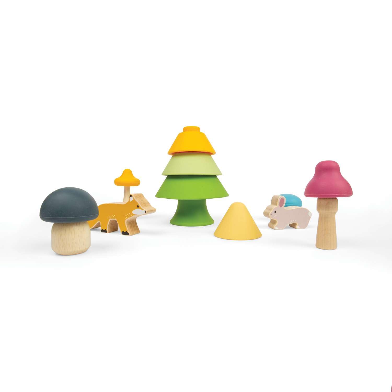 Bigjigs Toys Forest Friends Playset - Silicone Stacking Toys, Montessori Toys For Open-Ended Play, Baby Toys 12 Months, Sustainably Made
