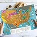 Newverest Scratch Off Map of The USA - for Kids & Adults, Premium Travel Map Poster Fits 24 x 17 inches Frame - with 50 Animal Cards, Scratch Tools, Storage Bag & Gift Tube