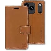 SafeSleeve Wallet Leather Case for iPhone 17 Pro Max EMF Blocker for Cell Phone with 3 Card Holder & Adjustable Stand – Magnetic Closure, and Magnetic Folio Protection for Daily Use (Leather)