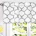 Moroccan Geometric Boho Valances for Windows Gray and White Valance Curtains for Kitchen Living Room Bedroom Quatrefoil Trellis Printed 3 Inch Rod Pocket Short Window Curtains 52 Inch X 18 Inch