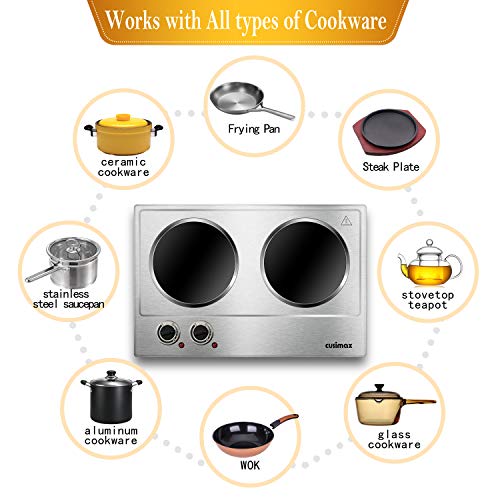 CUSIMAX 1800W Ceramic Electric Hot Plate for Cooking, Dual Control