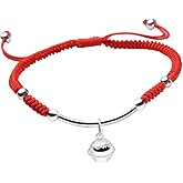 eMeition Red Bracelet, 925 Sterling Silver Amulet Bell Charm Buddhist Lucky Red String Rope Thread pulsera roja de Protection Tibetan Bracelets for Women