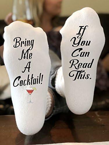 If You Can Read This Bring Me A Cocktail Funny Novelty Funky Crew Socks Men Women Christmas Gifts Slipper Socks