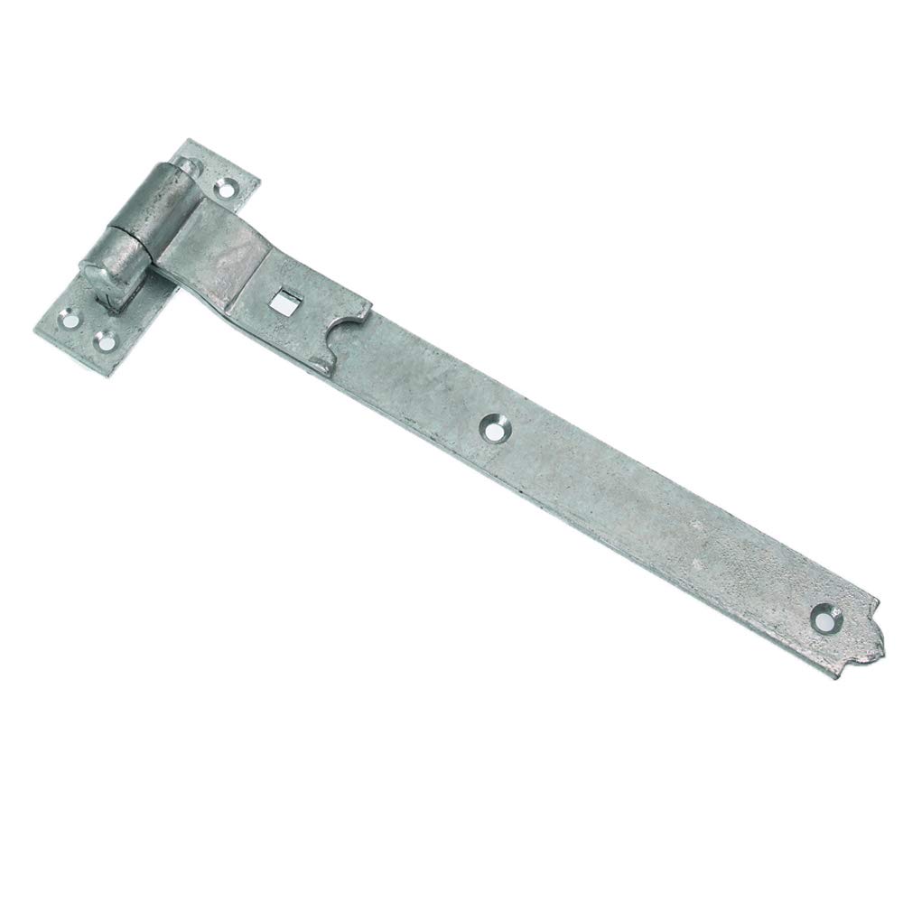 Merriway BH07119 Gate Hinge Heavy Duty Hook & Band Cranked Necked Galvanised, Silver Tone, 350 x 45 x 4mm