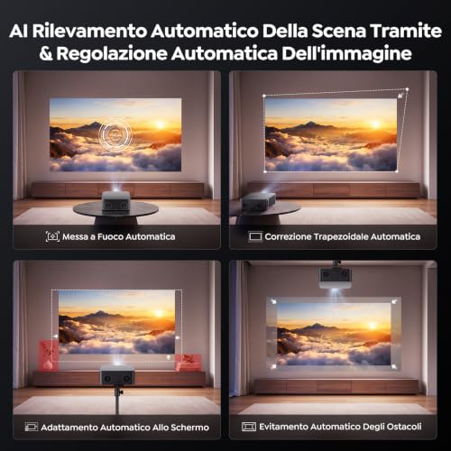 Vidaa 4K Projector 2000 ANSI/40W Dolby]Vidaa System Projector Auto Focus and 6D Keystone Video Projector Two-way Bluetooth 5.4 Projector Voice Control Ceiling Projectors with AirPlay for Home/Outdoor