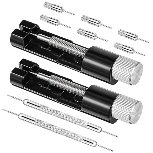 Grngven 2 Pack Watch Link Removal Kit, Watch Repair Tool for Bracelet Adjustment and Replacement, Pin Remover for Sizing Strap, Watch Band Adjustment Tool Kit with Extra Replacement Pins