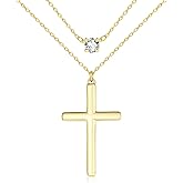 JIYVY32 Cross Necklace for Women, 14K Gold Layered Cross Pendant with Diamond, Christian Religious First Communion Gifts for Women