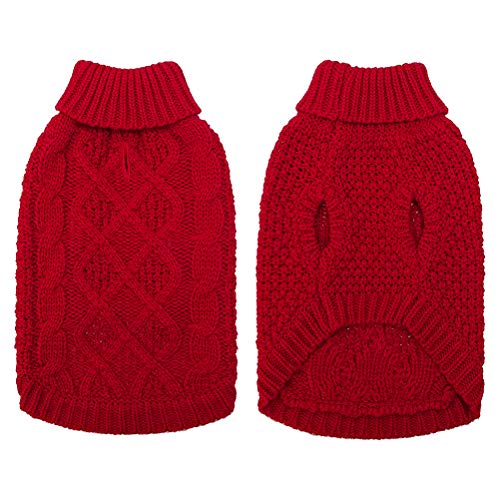 Mihachi Turtleneck Dog Sweater Winter Coat Apparel Classic Cable Knit