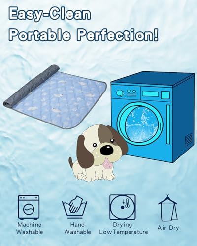 Dog&Cat Cooling Mat for Extra Large Pet Dog,Waterproof, Blue XL-125 x 70cm | Pet Cooling Mat Pet Self Cooling Pad Mat Bed Mats for Summer Indoor or Outdoor, Foldable ,Washable, Ice Cool Fabric Q-MAX>0.5