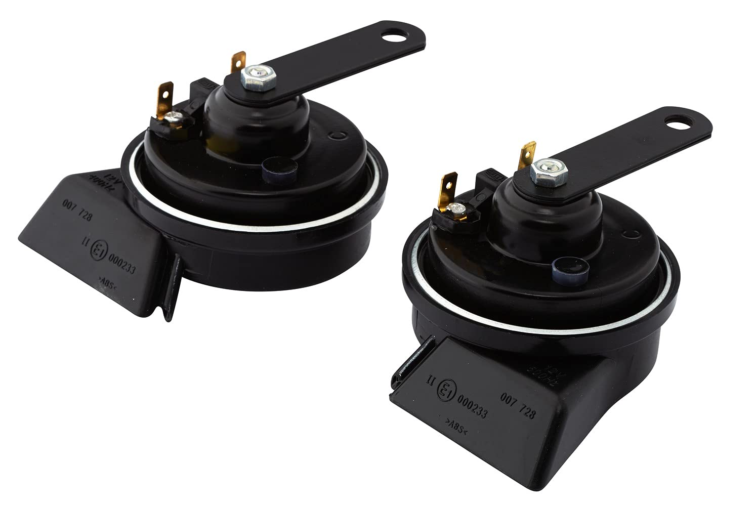 HELLA Trumpet Horn - ESSENTIAL HORN TE22 SET - 12V - 110dB(A) - Frequency range from: 400Hz - Frequency range to: 500Hz - High Tone/Low Tone - Electric - Flat Plug-in Connector - 3FH 007 728-831