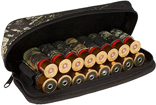 BronzeDog Waterproof Nylon Ammo Pouch Cartridge Belt Holder 12 16 gauge Camo Shotshell Carrier Bag Hunting Wallet (Black Oak Camo)