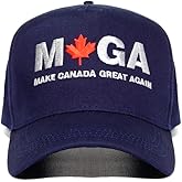 CLEARNEXT Make Canada Great Again Cap – Blue Baseball Hat with Red Maple Leaf Design, Adjustable Strap and Brass Buckle, Patr