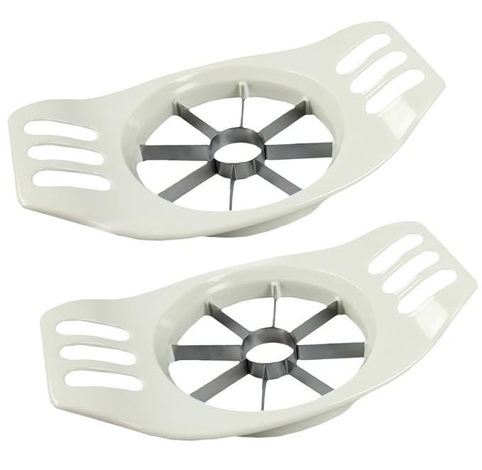 COM-FOUR® 2x Apfelschneider, Apfelausstecher, Apfelteiler aus Edelstahl mit Kunststoffrahmen (02 Stück - Apfelschneider weiß)