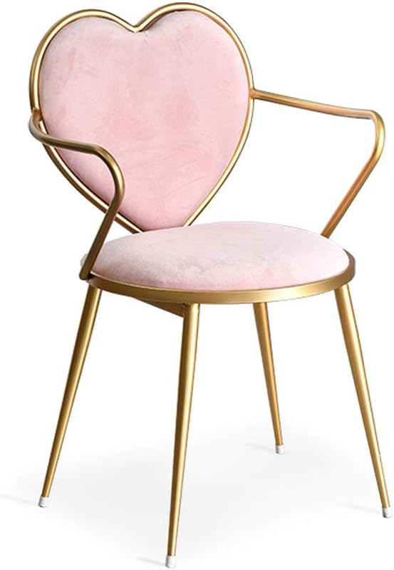 CHX Nordic Restaurant Lounge Chair Cafe Tea Shop Simple Heart-Shaped Makeup Chair C (Color : Pink, Size : L46CMXW41CMXH75CM)