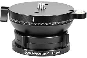 Sunwayfoto LB-90R 90mm Low Profile Leveling Base for Tripod w Butterfly Lock Collar & Panning Top Plate +/-15° Tilt