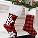 AerWo 2pcs Buffalo Plaid Christmas Stockings, Red and Black Buffalo Check Christmas Stocking, Triple Layers Christmas Snowflake Stockings with Faux Fur Cuff, 18 inch